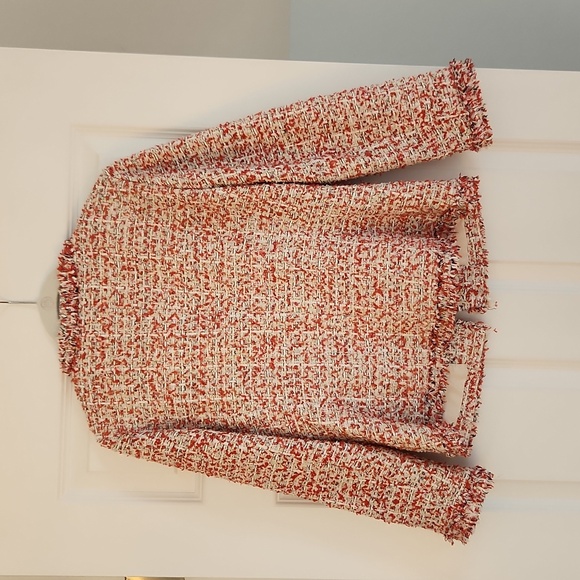 Ann Taylor Fring Tweed Jacket w/ Hook Close.. Red, black, and white tweed Size 2 - Picture 5 of 5